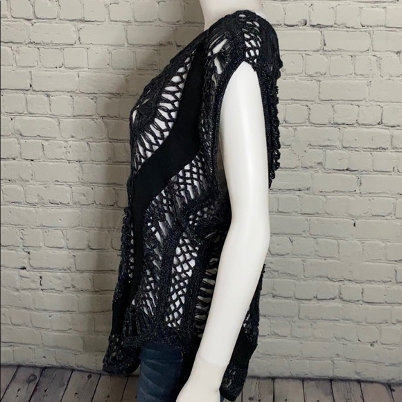 Cecico Crochet Black Sleeveless Top Large - Picture 3 of 7
